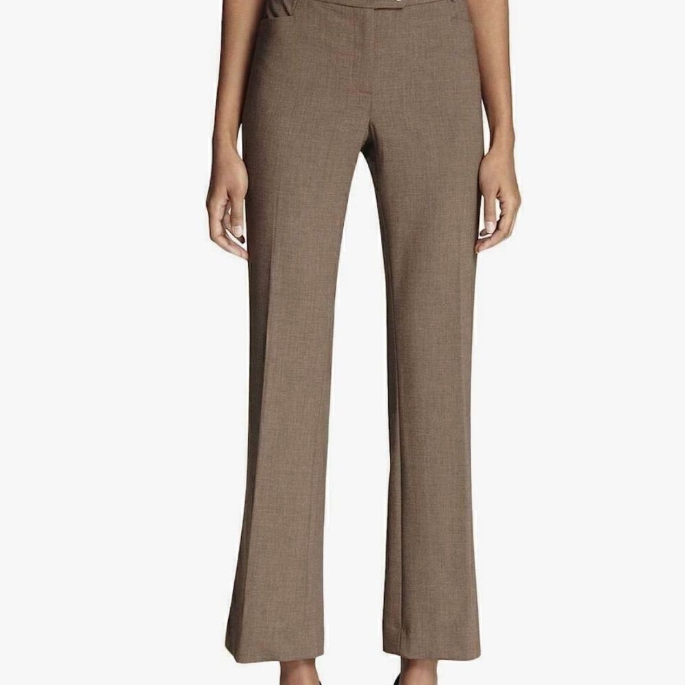 Calvin Klein Women's Petite Modern Fit Trousers Brown Tan Size Medium